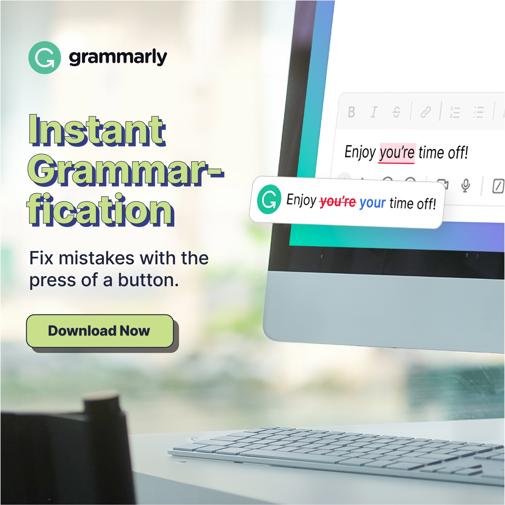 Grammarly ad creative